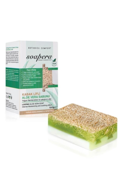 %100 Doğal Kabak Lifli, Gliserinli, El Yapımı Aloe Vera Sabunu 100 gr