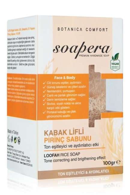 %100 Doğal Kabak Lifli, Gliserinli, El Yapımı Pirinç Sabunu 100 GR