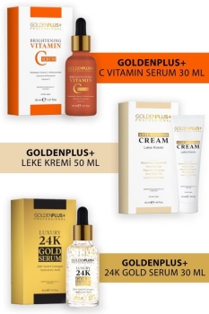 GoldenPlus - 24k Gold Serum 30 Ml & Leke Kremi 50 Ml & C Vitamin Serumu 30ml