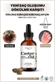 50 ML Castor Kompleks Yağ Yeni Saç Oluşumu, Dökülme Karşıtı Onarım Etkili %100 Doğal Soğuk Sıkım - Thumbnail