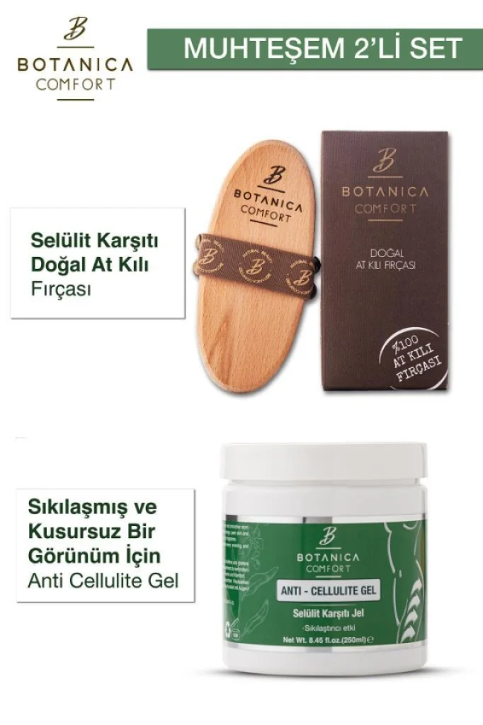 Botanica Comfort - Botanica Comfort Selülit Karşıtı Jel 250 ml + Selülit Karşıtı %100 Doğal At Kılı Fırçası 