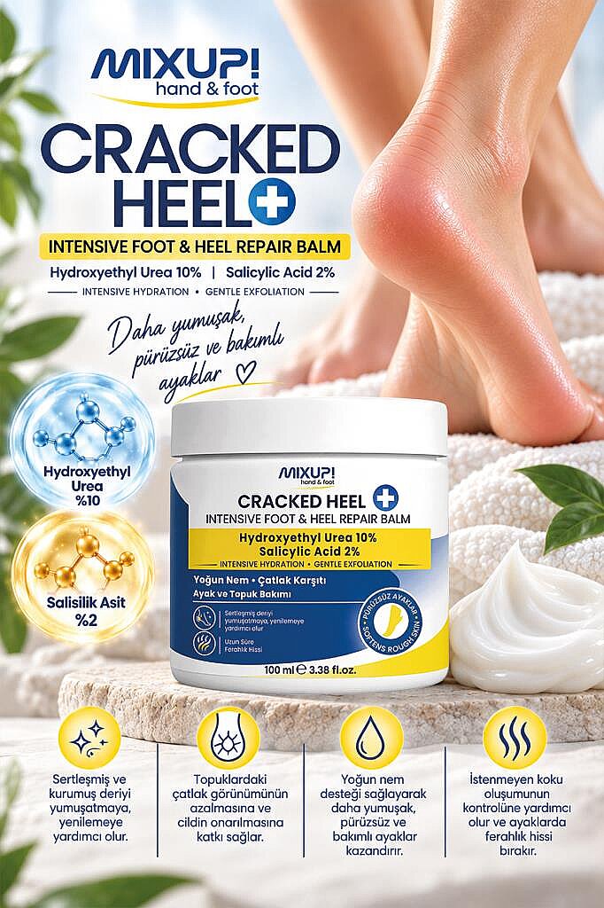 ! Cracked Intensıve Heel & Foot Balm | Yoğun Nem, Çatlak Karşıtı, Ayak Bakımı ve Topuk Bakım Kremi 100 ml - 1