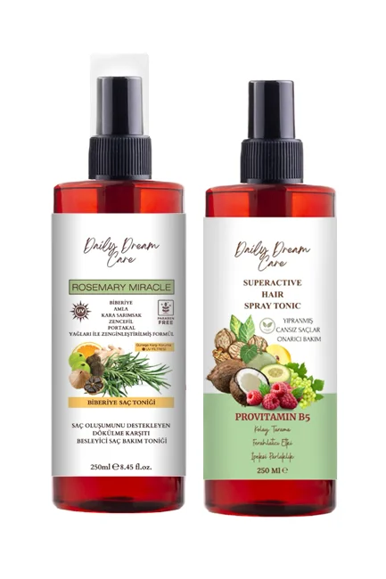 True Bee - Daily Dream Care Saç Dostu 2’Li Tonik Seti Hızlı Uzama Biberiye Tonik+Dökülme Karşıtı Sirkeli Tonik