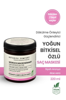 BOTANICA COMFORT - BOTANICA COMFORT Dökülme Önleyici Güçlendirici Saç Oluşumu Destekleyici Biberiye, Kara Sarımsak Saç Maskesi 220 ML