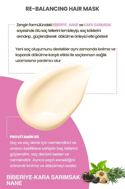BOTANICA COMFORT Dökülme Önleyici Güçlendirici Saç Oluşumu Destekleyici Biberiye, Kara Sarımsak Saç Maskesi 220 ML
