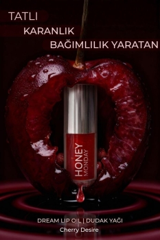 HONEY MONDAY - Dolgun, Nemli, Pürüzsüz, Parlak Dudaklar için UV Filtreli Hyaluronik Asit Bitkisel Yağlar İçeren Kirazlı Dudak Yağı 6 ml