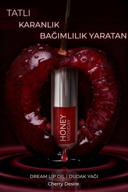 Dolgun, Nemli, Pürüzsüz, Parlak Dudaklar için UV Filtreli Hyaluronik Asit Bitkisel Yağlar İçeren Kirazlı Dudak Yağı 6 ml