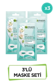 Honey Monday - Garnier Göz Altı Torbalarına Karşı Kağıt Göz Maskesi Hindistan Cevizi Suyu 3'lü Set 