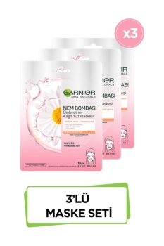 Garnier - Garnier Hassas ve Kuru Ciltler için Nem Bombası Dinlendirici Kağıt Yüz Maskesi 3'lü Set