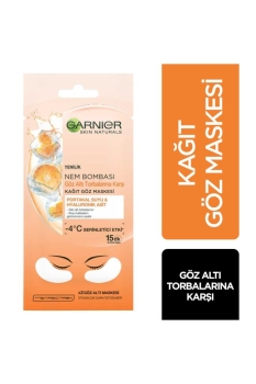Garnier - Garnier Nem Bombası Portakal Suyu & Hyaluronik Asit Göz Altı Torbalarına Karşı Kağıt Göz Maskesi