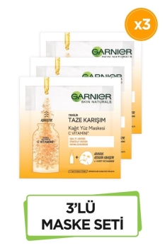 Honey Monday - Garnier Taze Karışım Kağıt Yüz Maskesi Vitamin C 3'lü Set 