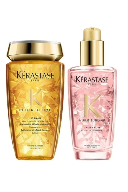 Kerastase - Kerastase Elixir Ultime Le Bain Şampuan 250 ml + Boyalı Saç Parlaklık Yağı 100 ml 