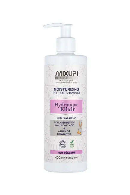 Mixup - Mixup! Kuru ve Mat Saçlar için Hyaluronik Asit,Kolejen Peptit Kompleks Nem Veren Besleyici Şampuan 400 ML