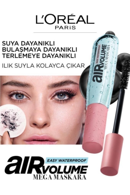 L'Oréal Paris Air Volume Mega Easy Waterproof Suya Dayanıklı Maskara - Siyah