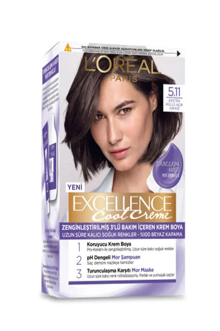 L'Oréal Paris - L’Oréal Paris Excellence Cool Creme Saç Boyası 5.11 Ekstra Küllü Açık Kahve