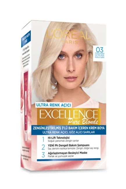 L'Oréal Paris - L'Oréal Paris Excellence Pure Blond Saç Boyası 03 Ultra Açık Küllü Sarı