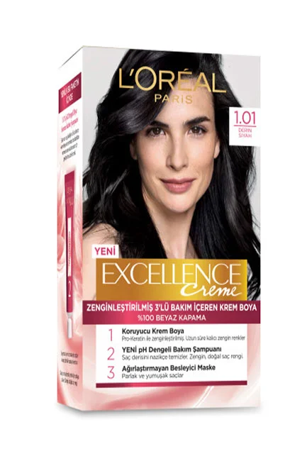 L'Oréal Paris - L'oréal Paris Excellence Creme Saç Boyası 1.01 Derin Siyah