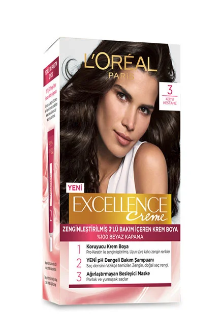 L'Oréal Paris - L'Oreal Paris Excellence Creme Saç Boyası 3 Koyu Kestane