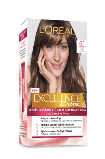 L'Oréal Paris - L'Oréal Paris Excellence Creme Saç Boyası 6.1 Küllü Açık Kahve
