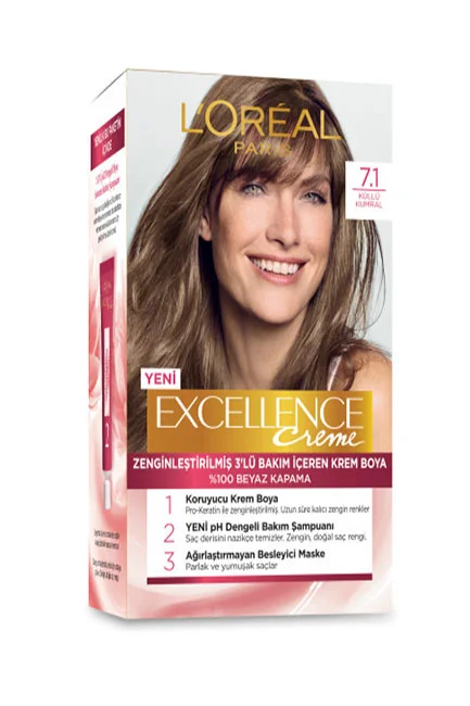 L'Oréal Paris - L'Oreal Paris Excellence Creme Saç Boyası 7.1 Kumral Küllü