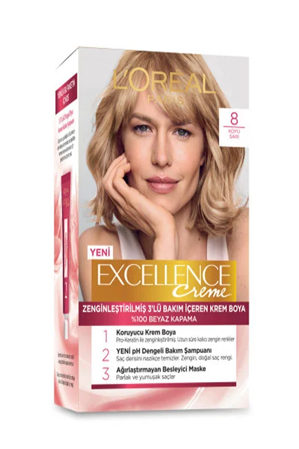 L'Oréal Paris - L'Oreal Paris Excellence Creme Saç Boyası 8 Koyu Sarı