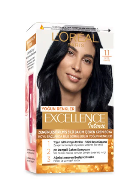 L'Oréal Paris - L'Oréal Paris Excellence Intense Saç Boyası - 1.1 Gece Mavisi