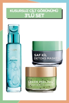 L'Oreal Paris Nem Terapisi + Saf Kil Detoks Maskesi + Şeker Peeling Siyah Nokta Karşıtı - Thumbnail