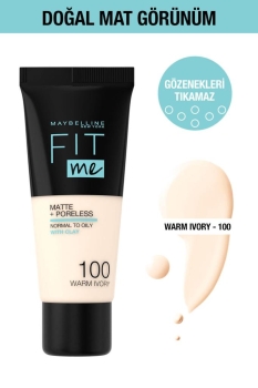 Maybelline Fit Me Matte + Poreless Fondöten 100 Warm Ivory - Thumbnail