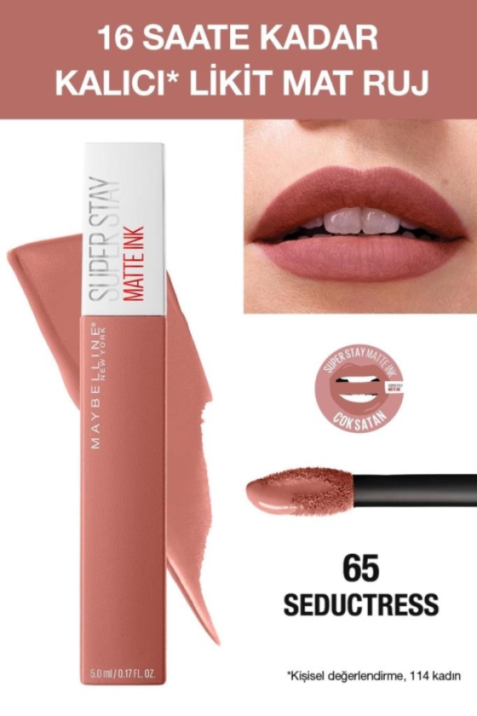 Unnude Maybelline Seductress 65 Ink York Satın Likit Al Ruj Maybelline New Mat Matte Super Stay