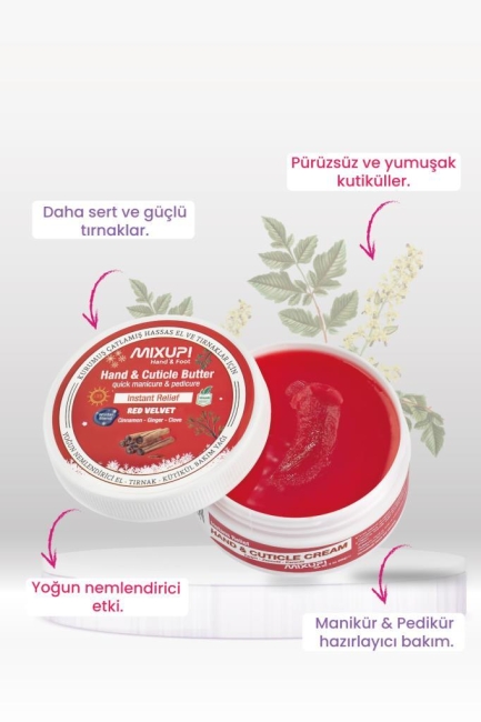 Mixup! Hand ve Foot Red Velvet Winter Edition Manikür & Pedikür Cuticle Butter 56 GR
