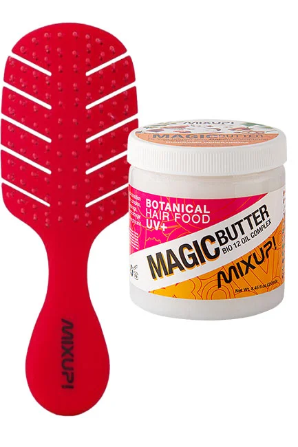 Mixup! - Mixup! Soft Touch Saç Fırçası + Magic Butter 12 Yağ Etkili Onarıcı Ve Yapılandırıcı Durulanmayan Saç Bakımı 250 ml