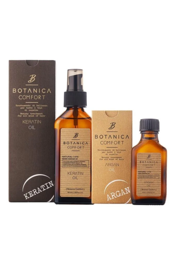 Botanica Comfort - Botanica Comfort Onarıcı Saç Bakım Seti Keratin Yağı+ Argan Yağı 2'li Set 