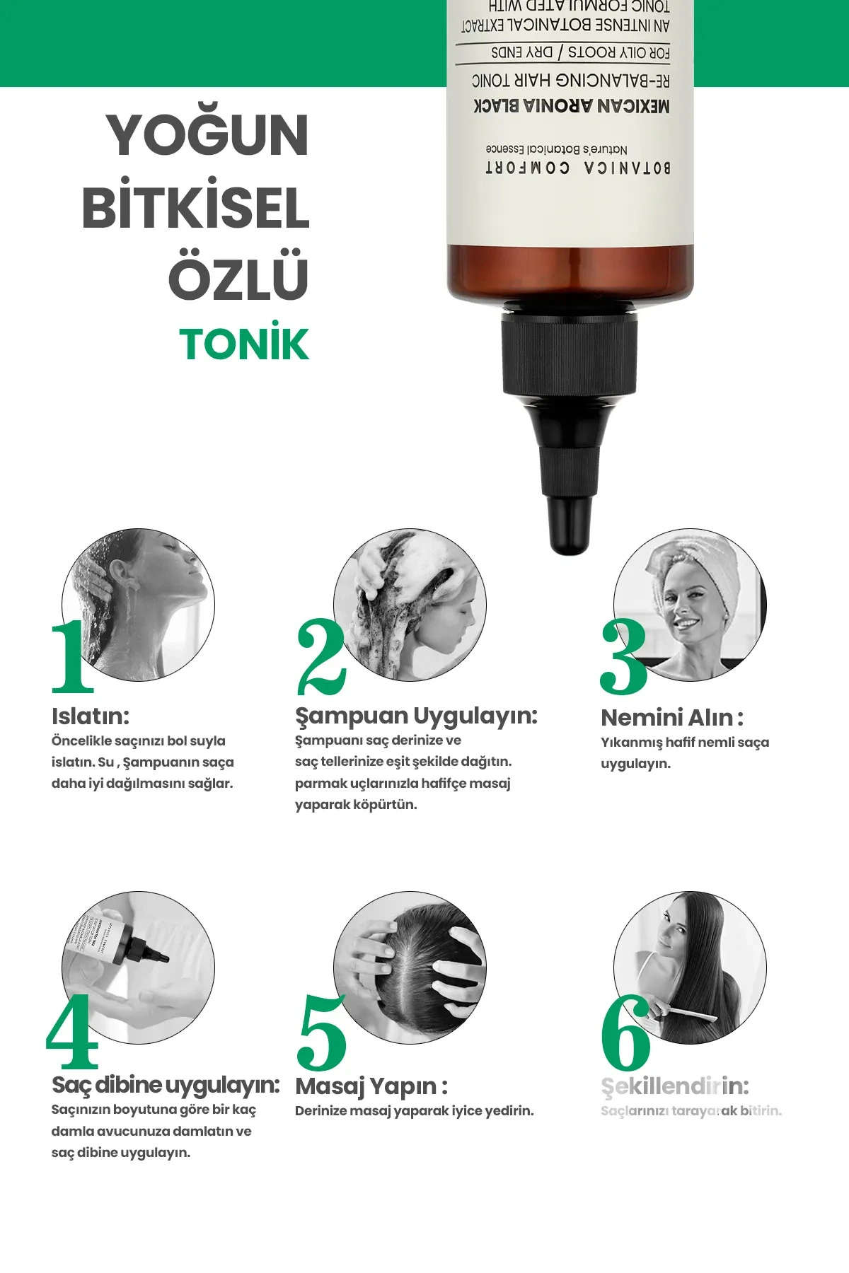 BOTANICA COMFORT Sebum Dengeleyici Yağlanma Karşıtı Siyah Aronya Üzümü Özlü Güçlendirici Saç Bakım Toniği 250 ML