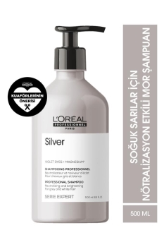 L'oreal Professionnel - Serie Expert Silver Çok Açık Sarı Gri ve Beyaz Saçlar İçin Renk Dengeleyici Mor Şampuanı 500 ml