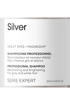 Serie Expert Silver Çok Açık Sarı Gri ve Beyaz Saçlar İçin Renk Dengeleyici Mor Şampuanı 500 ml - Thumbnail