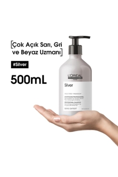 Serie Expert Silver Çok Açık Sarı Gri ve Beyaz Saçlar İçin Renk Dengeleyici Mor Şampuanı 500 ml - Thumbnail