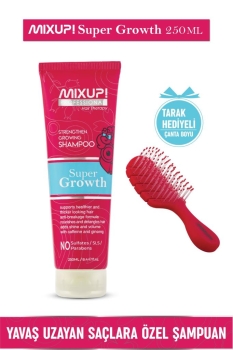 MIXUP! - Super Growth Yavaş Uzayan Saçlara Özel Şampuan 250 Ml + Fuşya Çanta Boyu 3d Tarak Hediyeli