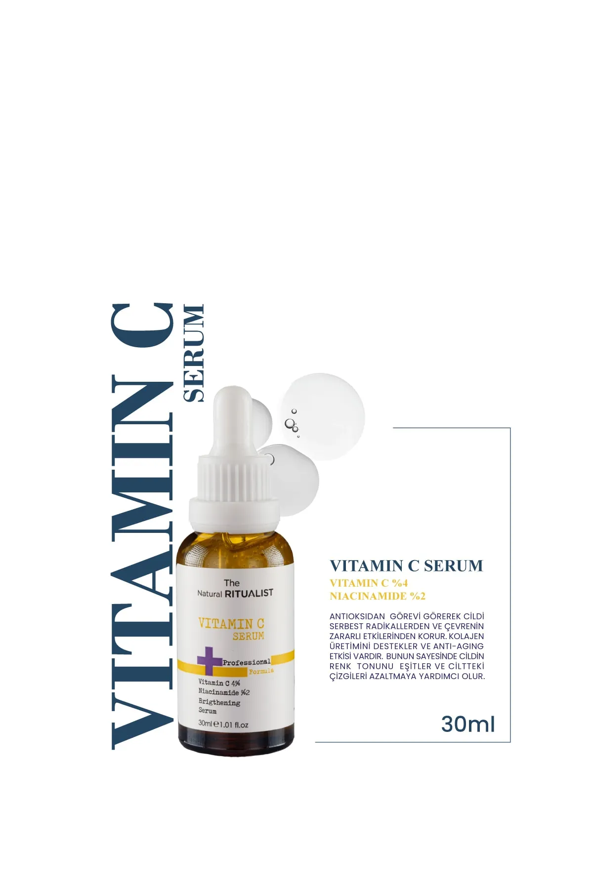 The Natural Ritualist 3'lü Cilt Bakım Serum Seti ( Hyaluronic Acid + C Vitamini + Collagen Serum )