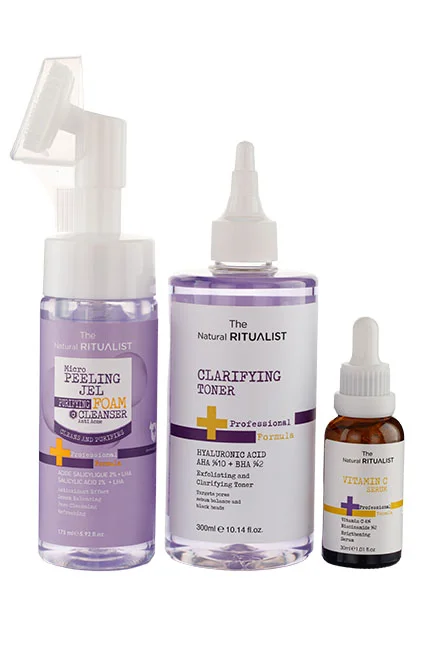 The Natural Ritualist Akne Karşıtı,Gözenek Sıkılaştırıcı ve Aydınlatıcı Cilt Bakım Seti(SALICYLIC ASID+LHA+AHA+BHA+NIACINAMIDE)