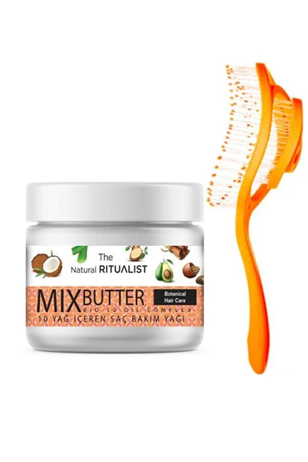 The Natural Ritualist - The Natural Ritualist Mix Butter 10 Yağ Içeren Saç Bakım Yağı 150 Gr +3D Soft Touch Saç Fırçası